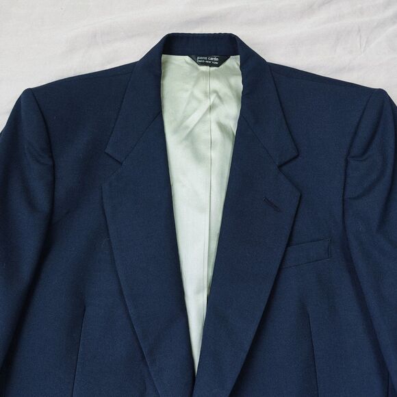 Pierre Cardin x Wallachs Blazer Men's 42R Navy Blue Two Button Vintage - Picture 2 of 11